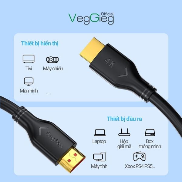Cáp HDMI 2.0 dài 5m VegGieg V-H109