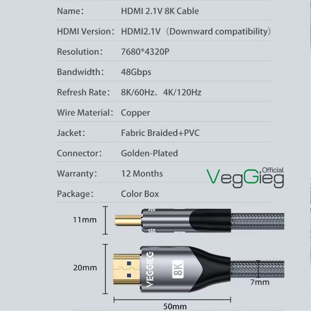 Dây HDMI 8K VEGGIEG V-H405 5m