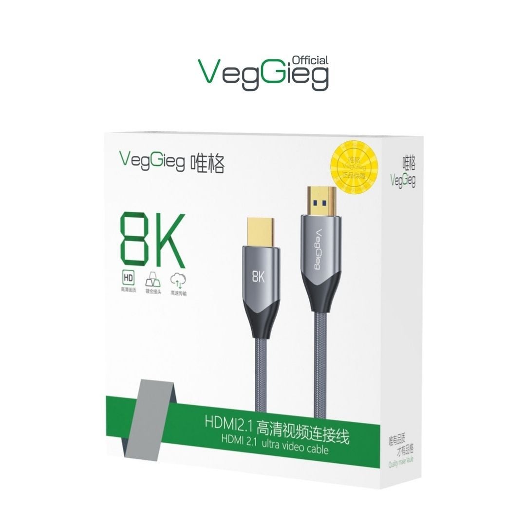 Dây HDMI VEGGIEG hỗ trợ 8K 60Hz và 4K 144Hz