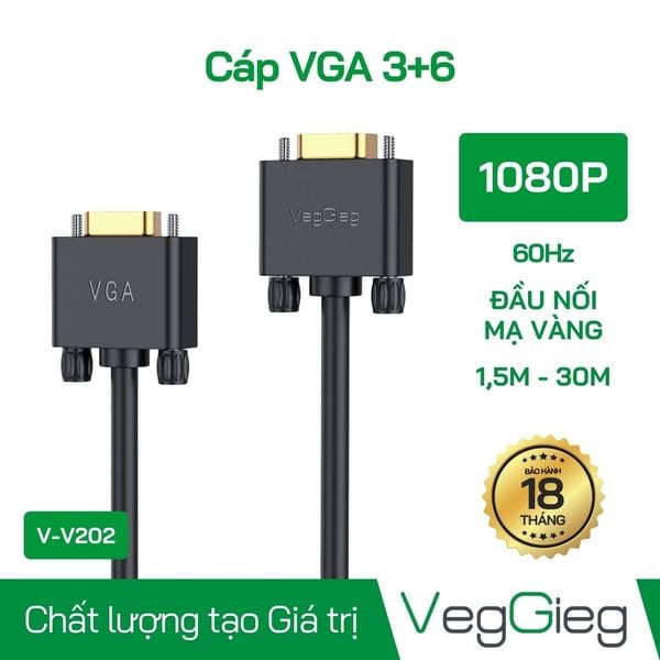 Cáp VGA 1.5m chuân 3+6 VEGGIEG V-V202