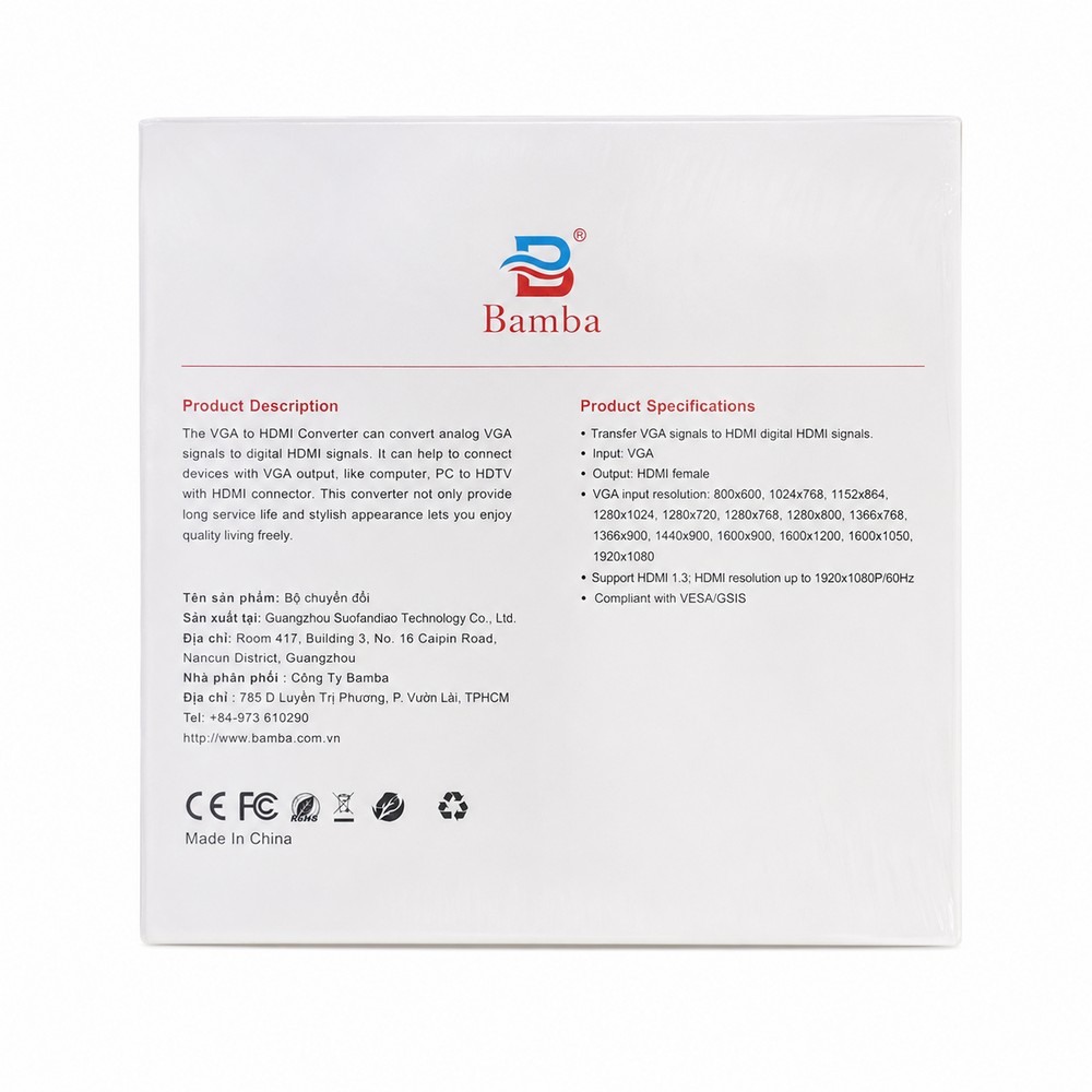 Cáp chuyển VGA sang HDMI Bamba B25