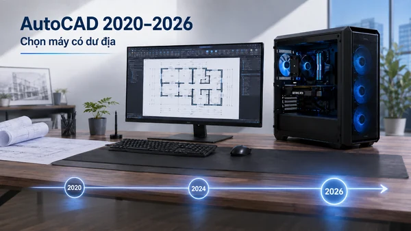 Chọn máy chạy AutoCAD 2020 đến 2026 còn dư địa nâng cấp