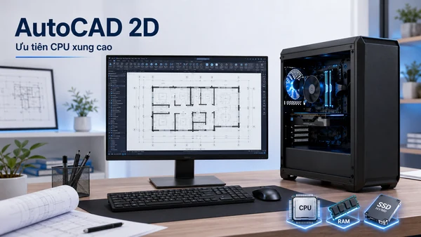 Cấu hình chạy AutoCAD 2D ưu tiên CPU xung nhịp cao