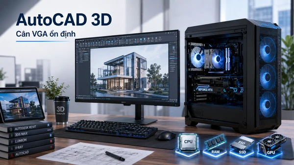 Cấu hình chạy AutoCAD 3D cần VGA ổn định để dựng hình và render