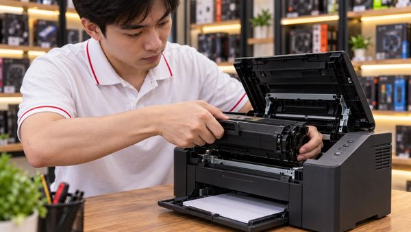 Thay hộp mực cho máy in laser