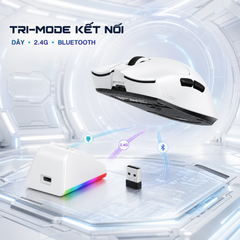 Chuột Gaming LDON V3 Pro Trắng 3 Mode Không Dây (Kèm Dock Sạc)
