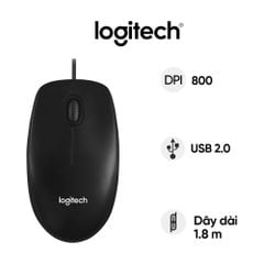 Chuột Logitech B100 Đen Có Dây