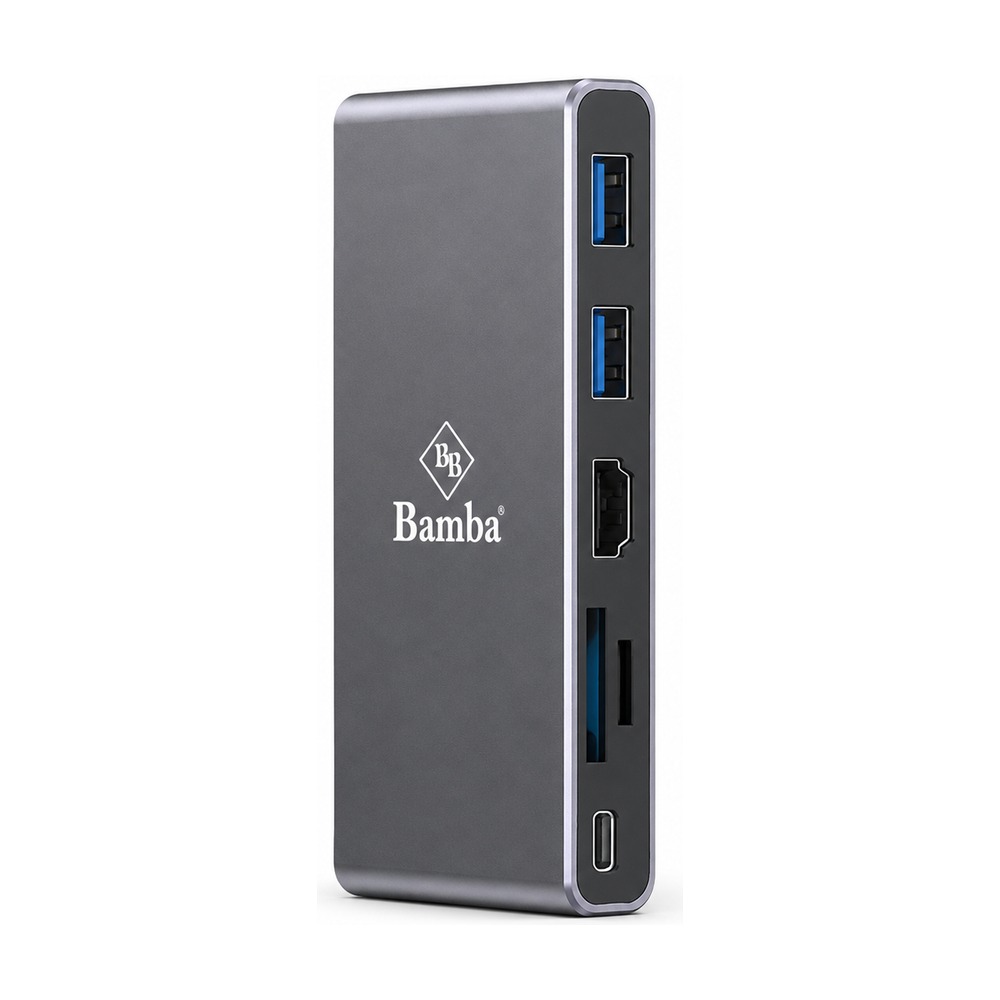 BOX SSD Bamba B7 M.2 (NGFF) + 2 Usb 3.0+ HDMI + 2 Đọc thẻ + USB C – USB C (Nhôm - Xám)
