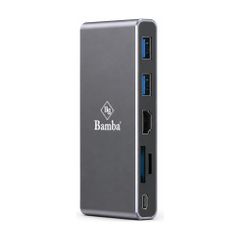 BOX SSD Bamba B7 M.2 (NGFF) + 2 Usb 3.0+ HDMI + 2 Đọc thẻ + USB C – USB C (Nhôm - Xám)