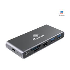 BOX SSD Bamba B7 M.2 (NGFF) + 2 Usb 3.0+ HDMI + 2 Đọc thẻ + USB C – USB C (Nhôm - Xám)