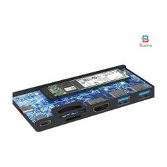 BOX SSD Bamba B7 M.2 (NGFF) + 2 Usb 3.0+ HDMI + 2 Đọc thẻ + USB C – USB C (Nhôm - Xám)