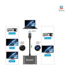 Đầu chuyển Usb 3.0 – 1 Vga + 1 Hdmi Bamba