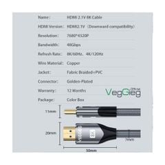 Dây HDMI 8K VEGGIEG V-H404 3m