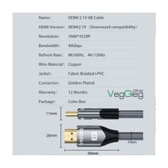 Cáp HDMI 8K VEGGIEG V-H405 5m