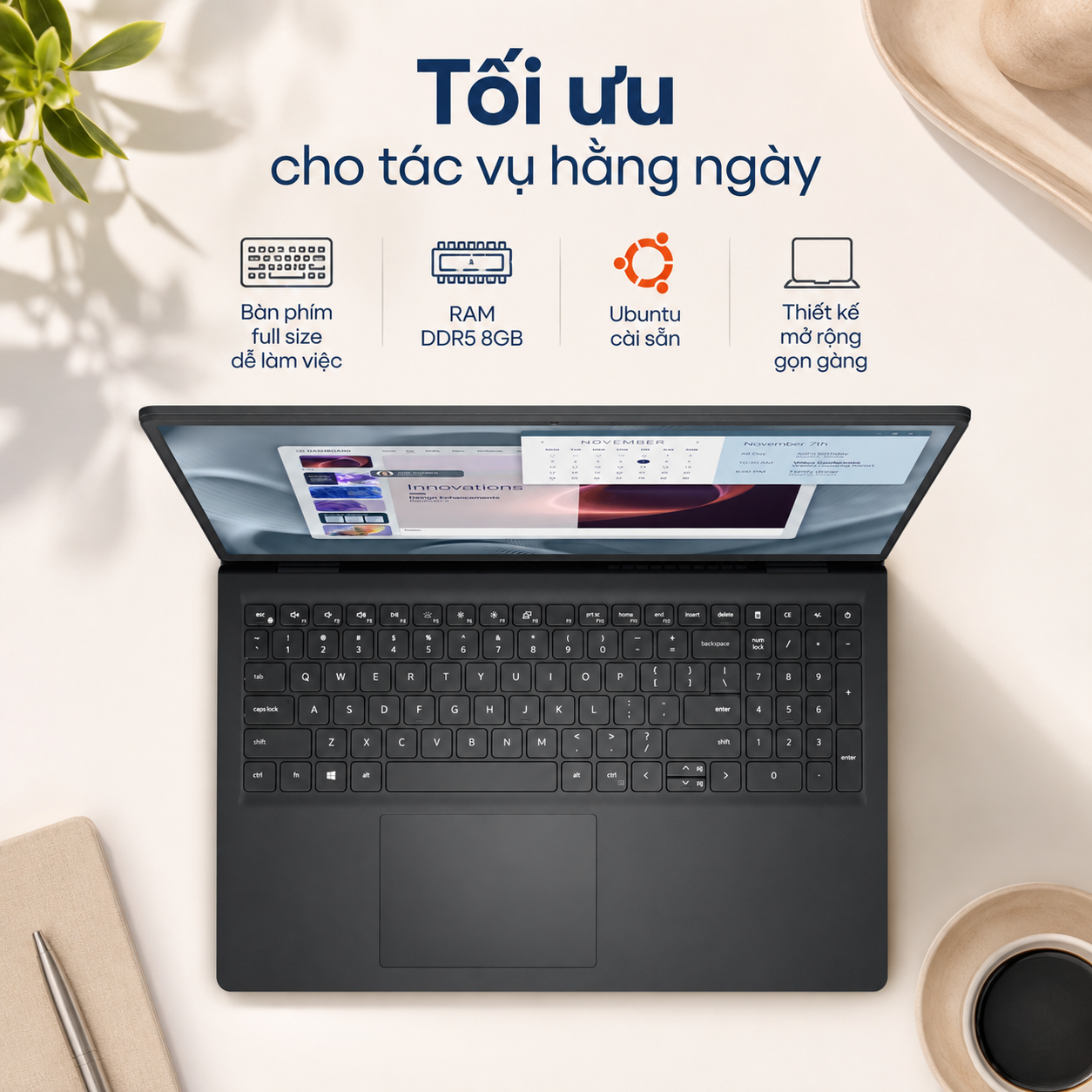 Laptop Dell Pro 15 Essential PV15250 VKVKD (Intel Core i5-1334U, 8GB DDR5, 512GB SSD, 15.6 inch FHD 120Hz, Ubuntu)