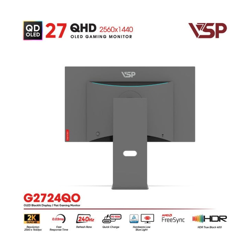 Màn hình QD-OLED Ai gaming Vision Pro G2724QO (27 Inch / 2K / 10bit / 240Hz / 0.03ms / G-Sync)
