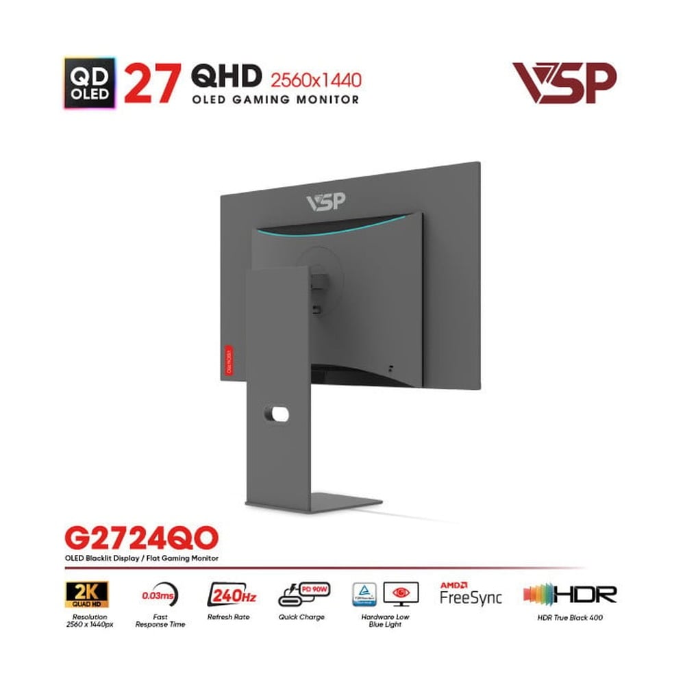 Màn hình QD-OLED Ai gaming Vision Pro G2724QO (27 Inch / 2K / 10bit / 240Hz / 0.03ms / G-Sync)