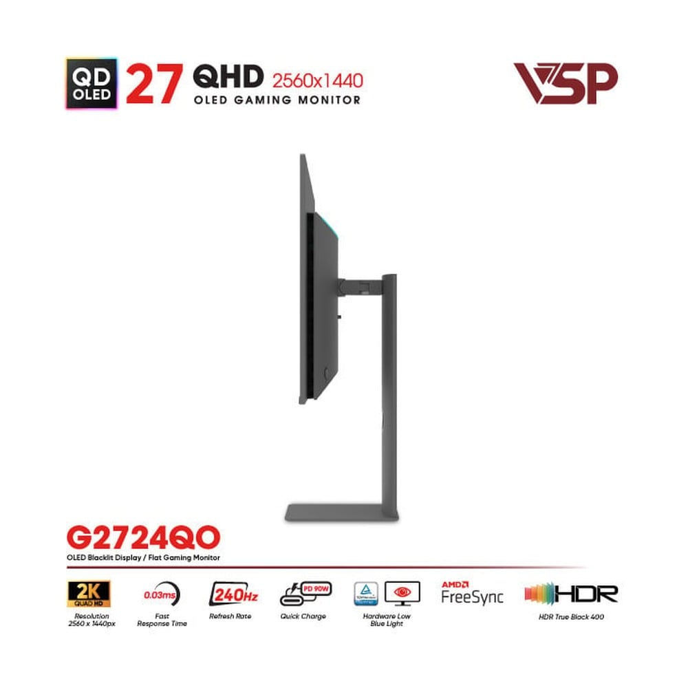 Màn hình QD-OLED Ai gaming Vision Pro G2724QO (27 Inch / 2K / 10bit / 240Hz / 0.03ms / G-Sync)