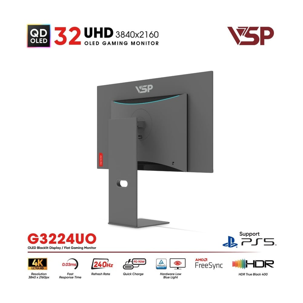 Màn hình QD-OLED Ai gaming Vision Pro G3224UO (32 inch / 4K / 10bit / 240Hz / 0.03ms / G-sync)