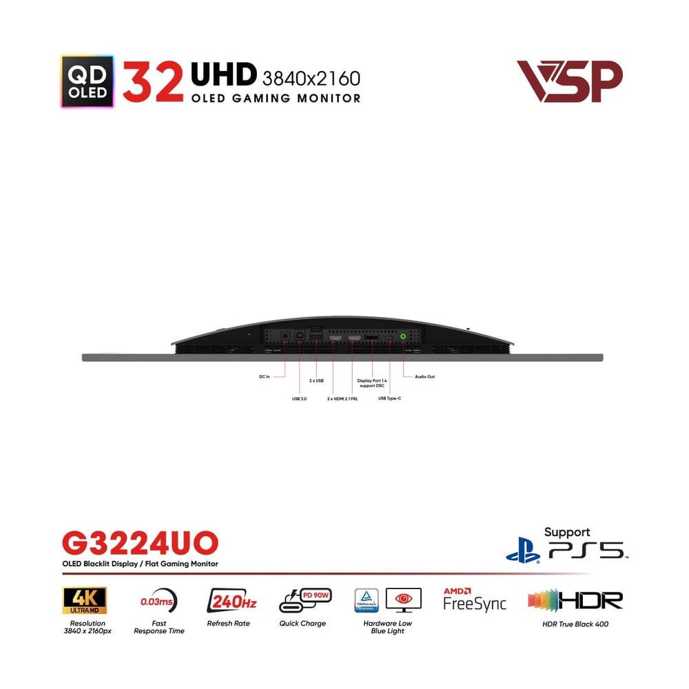 Màn hình QD-OLED Ai gaming Vision Pro G3224UO (32 inch / 4K / 10bit / 240Hz / 0.03ms / G-sync)