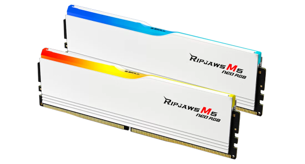 Ram GSkill Ripjaws M5 NEO RGB 32GB (16GB x 2) DDR5, 6000MHz (F5-6000J3636F16GX2-RM5NRK) Trắng