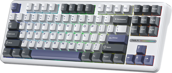 BÀN PHÍM CƠ GAMING AULA F87 (9425) 3 MODE (Phiên bản Đen + trắng + xanh dương/ Greywood V4 Switch)