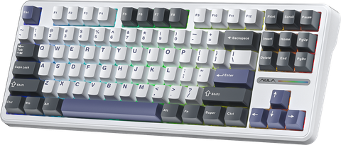 BÀN PHÍM CƠ GAMING AULA F87 (9425) 3 MODE (Phiên bản Đen + trắng + xanh dương/ Greywood V4 Switch)