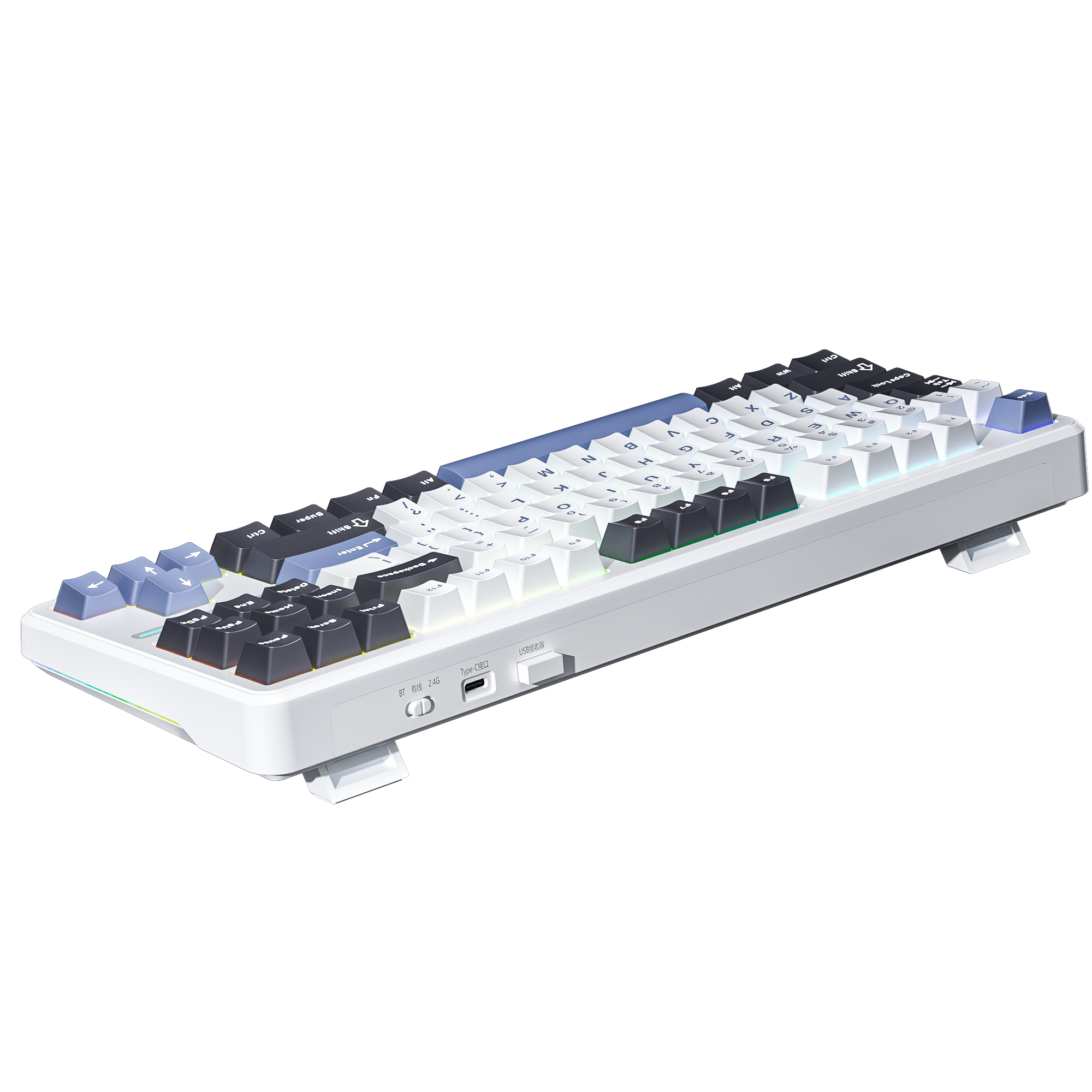 BÀN PHÍM CƠ GAMING AULA F87 (9425) 3 MODE (Phiên bản Đen + trắng + xanh dương/ Greywood V4 Switch)