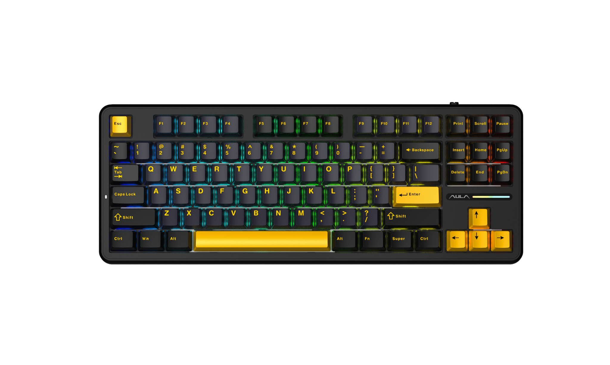 BÀN PHÍM CƠ GAMING AULA F87 (8770) 3 MODE (Phiên bản Đen+Xanh đậm+Cam/ Greywood V3 Switch)