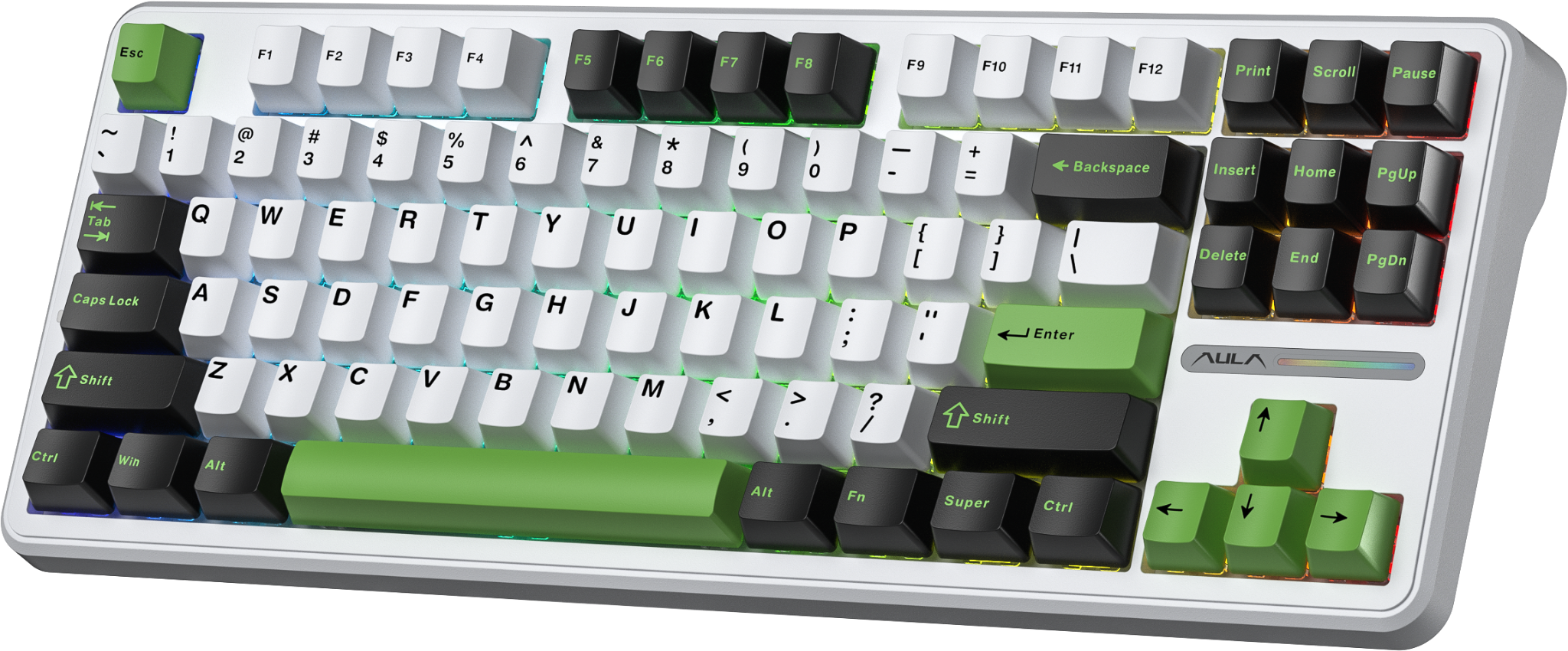 BÀN PHÍM CƠ GAMING AULA F87 (8619) 3 MODE (Phiên bản đen + trắng + xanh lá/ Grey Wood V3 Switch)