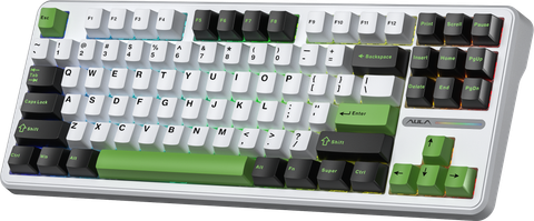 BÀN PHÍM CƠ GAMING AULA F87 (8619) 3 MODE (Phiên bản đen + trắng + xanh lá/ Grey Wood V3 Switch)