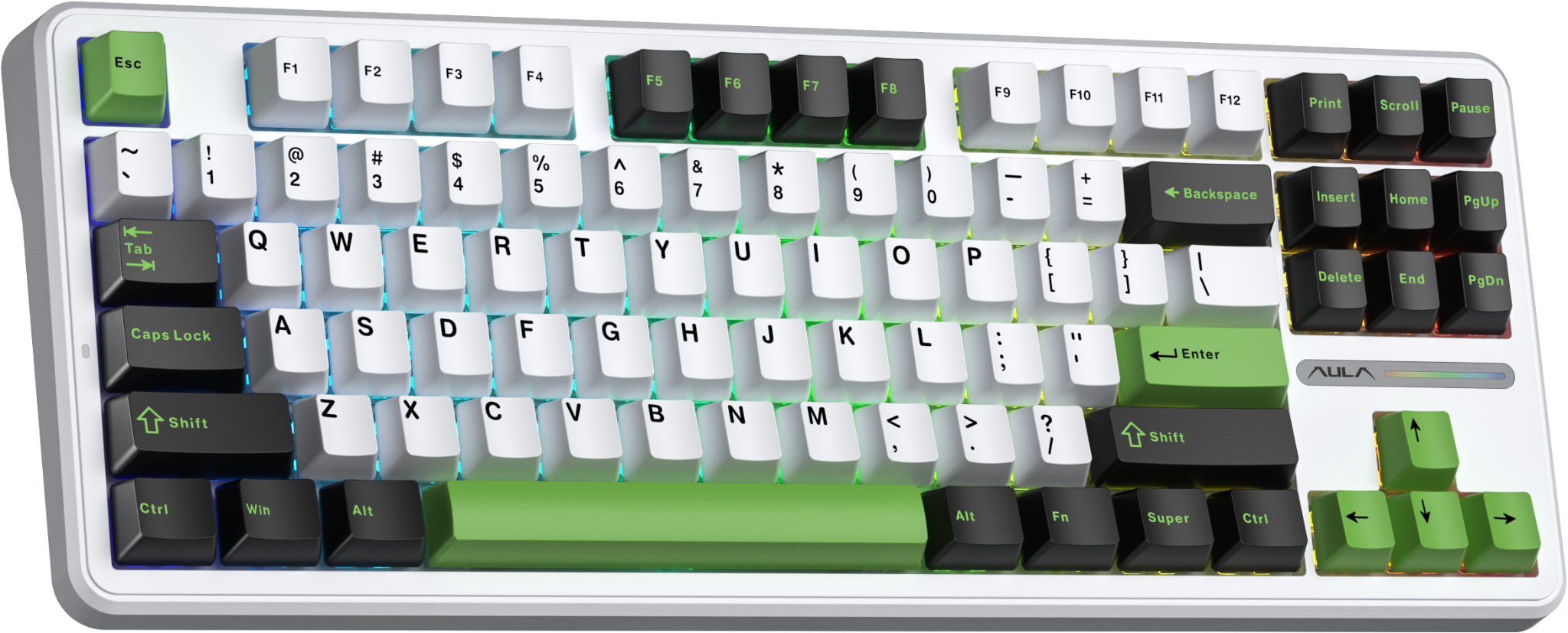 BÀN PHÍM CƠ GAMING AULA F87 (8619) 3 MODE (Phiên bản đen + trắng + xanh lá/ Grey Wood V3 Switch)
