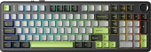 BÀN PHÍM CƠ GAMING AULA F99 PRO (6678) 3 MODE (Có núm xoay/ Đen + Xám + Xanh lá/ Greywood V3 switch)