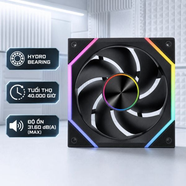 Fan Case MAGIC SNOWMAN REVERSE F-129 PRO ARGB Đen Sync Main - cong ket noi