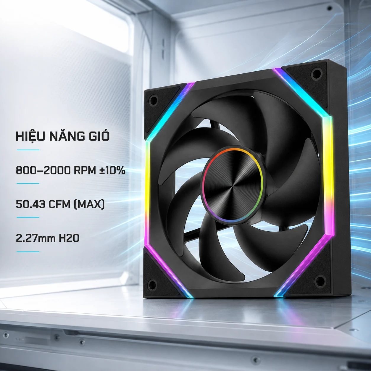 Fan Case MAGIC SNOWMAN REVERSE F-129 PRO ARGB Đen Sync Main (Ngược)