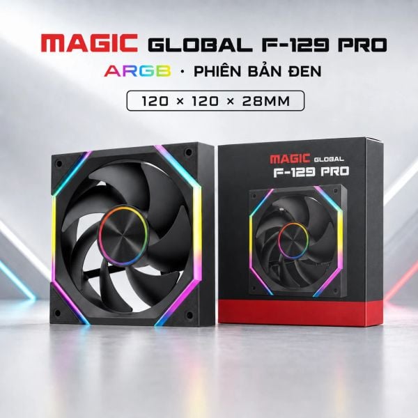 Fan Case MAGIC SNOWMAN F-129 PRO ARGB Đen Sync Main - goc nhin tong the Fan Case MAGIC SNOWMAN F-129 PRO ARGB Đen Sync Main - goc nhin tong the