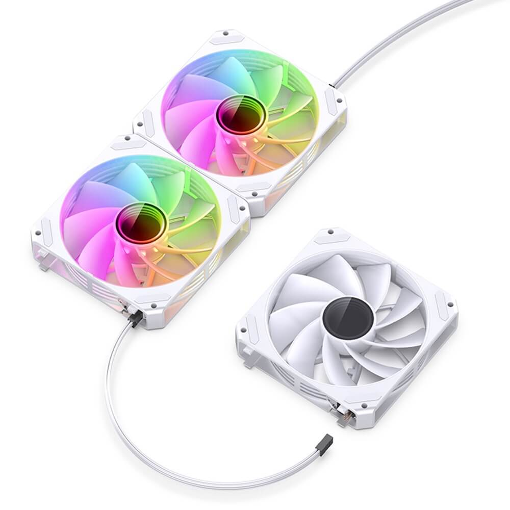 Bộ 3 Fan JONSBO ZG-120WR Trắng ( 3in1, Cánh Đảo Chiều, Ghép nối không dây )