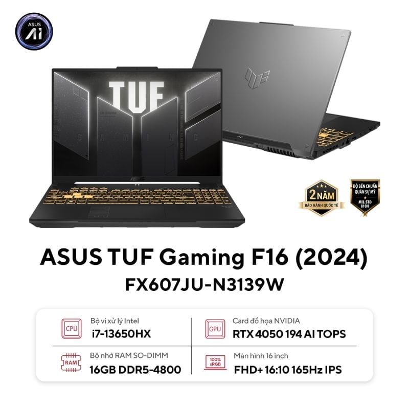 Laptop ASUS TUF Gaming F16 FX607JU-N3139W Laptop ASUS TUF Gaming F16 FX607JU-N3139W màu xám