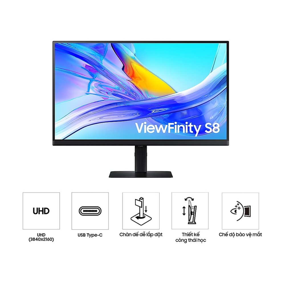 Màn hình đồ họa Samsung ViewFinity S8 S80UD UHD LS27D804UAEXXV 27 inch, 4K/ 5ms/ 350cd/m2/ IPS/60hz