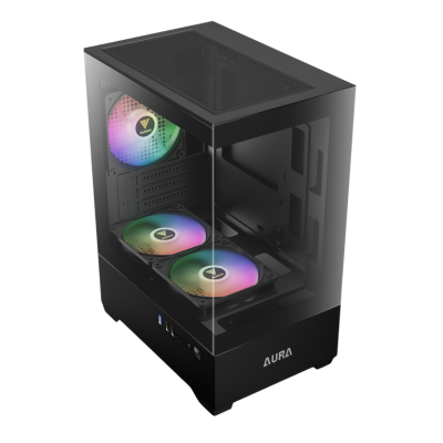 Vỏ Case GAMDIAS AURA GC9M ELITE sẵn 3 Fan ARGB Đen