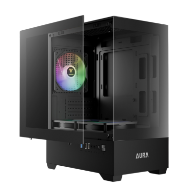 Vỏ Case GAMDIAS AURA GC9M ELITE sẵn 3 Fan ARGB Đen