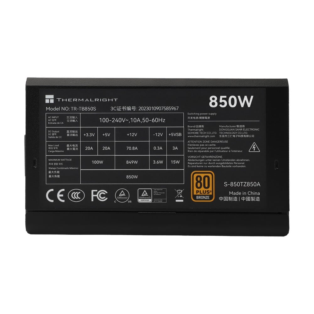 Nguồn Thermalright TB-850 850W 80 Plus Bronze Full Modular Đen