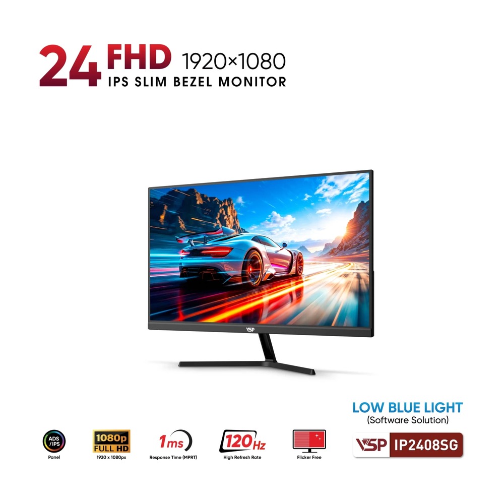 Màn Hình VSP IP2408SG 24 inch FHD IPS 120Hz 1ms FreeSync AdaptiveSync Đen