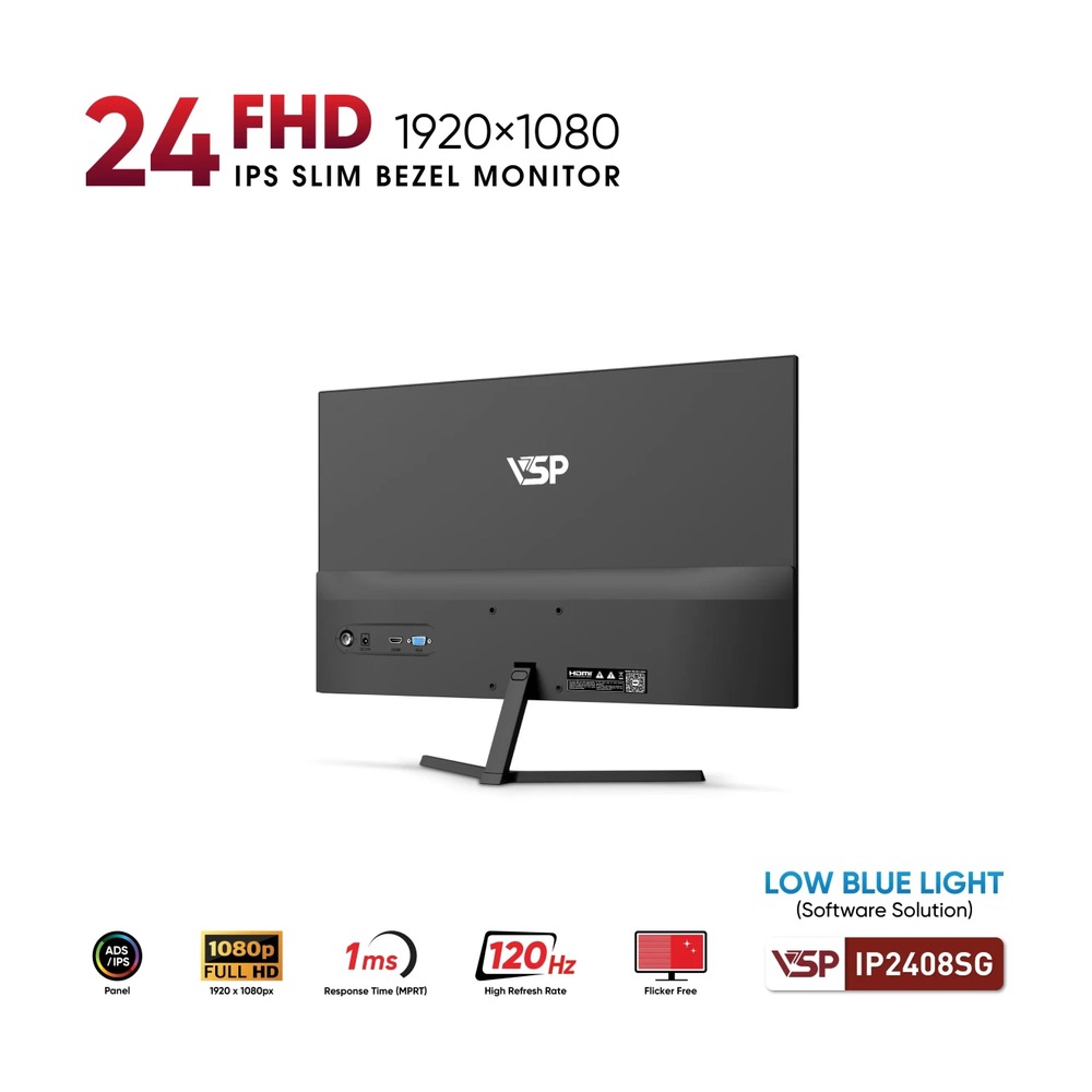 Màn Hình VSP IP2408SG 24 inch FHD IPS 120Hz 1ms FreeSync AdaptiveSync Đen