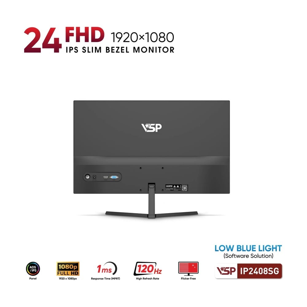 Màn Hình VSP IP2408SG 24 inch FHD IPS 120Hz 1ms FreeSync AdaptiveSync Đen