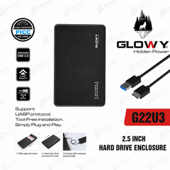 Box HDD Glowy G22U3 2.5″ USB 3.0 Đen (Kèm cáp)
