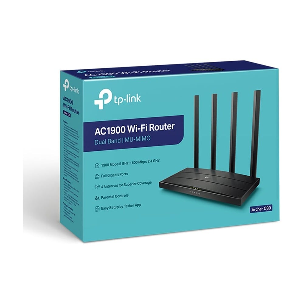 Bộ phát wifi TP-Link Archer C80 (Chuẩn AC/ AC1900Mbps/ 4 Ăng-ten ngoài/ Wifi Mesh/ 35 User)