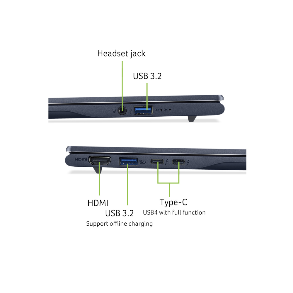 Laptop ACER Swift AI SF14-51-75VP NX.J2KSV.001 (Intel Core Ultra 7 258V | Intel Arc Graphics 140V | 14 inch 3K OLED | 32GB | 1TB | Win 11 | Xanh)