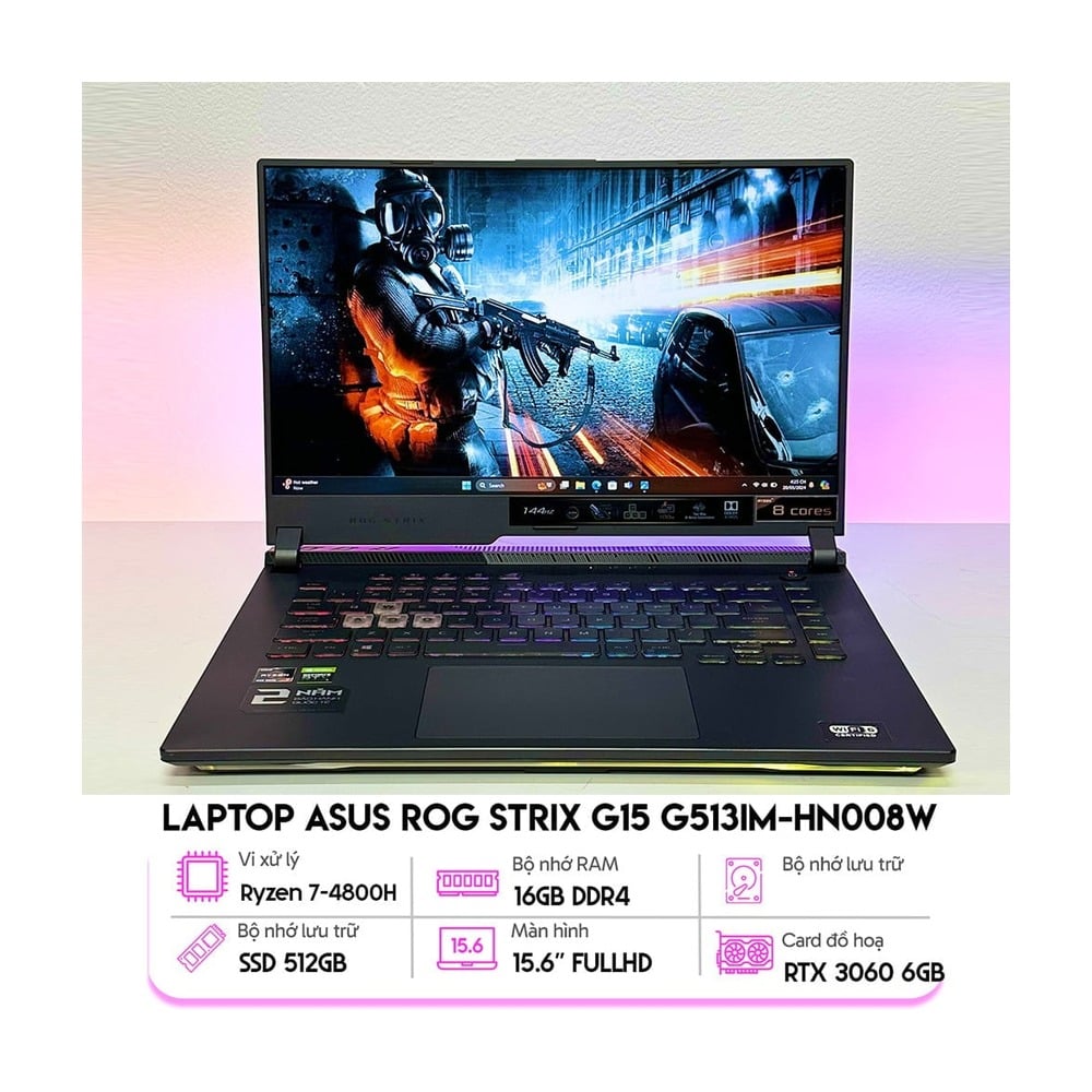 Laptop Asus ROG Strix G15 G513IM-HN008W - Cũ Đẹp