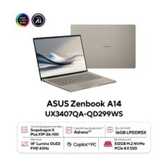 Laptop Asus ZenBook A14 UX3407QA-QD299WS (Snapdragon X  X1 26 100 | 16GB | 512GB | 14 inch WUXGA OLED | Win 11 | Office)